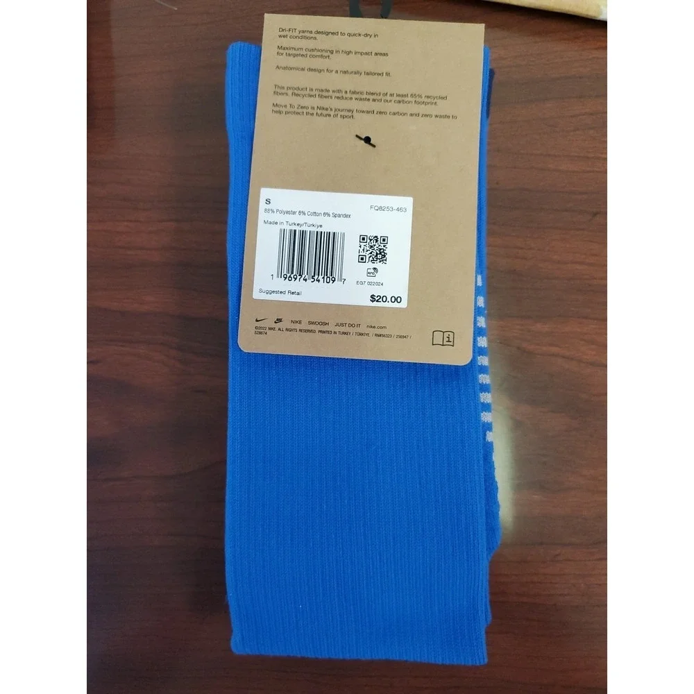 Nike Strike Blue Knee High Cushion Logo Soccer Socks YTH 3Y-5Y WMN 4-6‎ New!